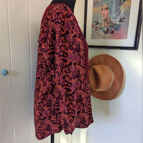 Lucky Top SM Floral Embroidered Cottagecore Boho Peasant Vintage Whimsigoth - Picture 5 of 8